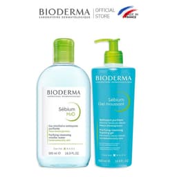 Thumbnail Bộ nước tẩy trang và làm sạch cho da dầu mụn Bioderma Sebium H2O 500ml và Gel rửa mặt 500ml 2