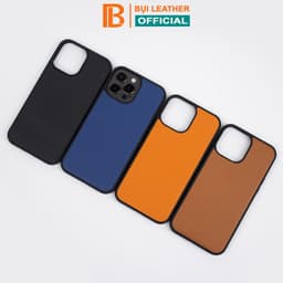 Thumbnail Ốp lưng Iphone thủ công da epsom cao cấp- màu đơn sắc- viền TPU chống sốc Bụi Leather 1