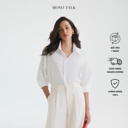 Thumbnail Áo sơ mi oversized MONO TALK (trắng) vải poplin hạn chế nhăn, mềm mát T10001FT 1