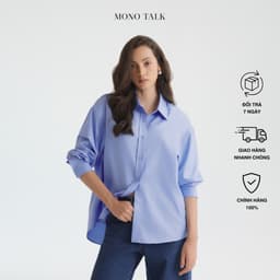 Thumbnail Áo sơ mi oversized MONO TALK (xanh da trời) vải poplin hạn chế nhăn, mềm mát T10001FT 1