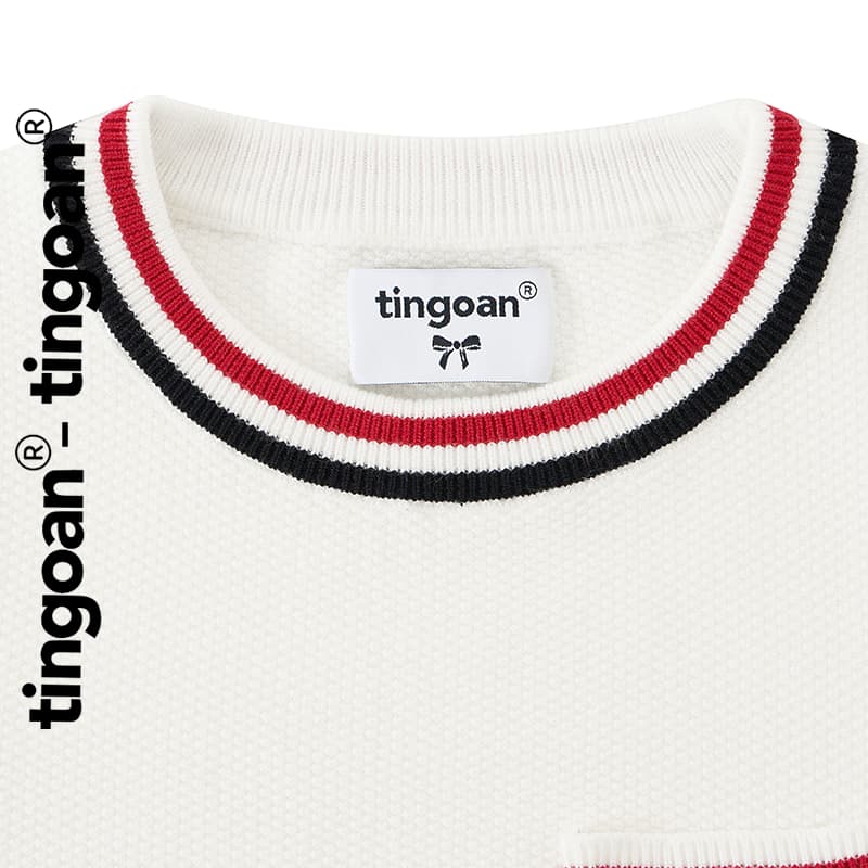 Ảnh TINGOAN® - Áo len xù cổ tròn túi zúm ngực dáng lửng 2 line viền áo trắng MIMI TOP/WH PHIÊN BẢN MỚI NHẤT T6/2024 1