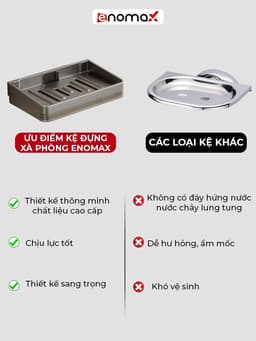 Thumbnail Khay để xà phòng Enomax dán tường đa năng, chất liệu nhôm hàng không chống gỉ sét, bảo hành 10 năm (Eno 0180) 4