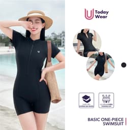 Thumbnail Đồ bơi nữ liền thân tay ngắn Basic One-Piece Swimsuit Today U Wear không thấm nước chống tia UV 50+ 1
