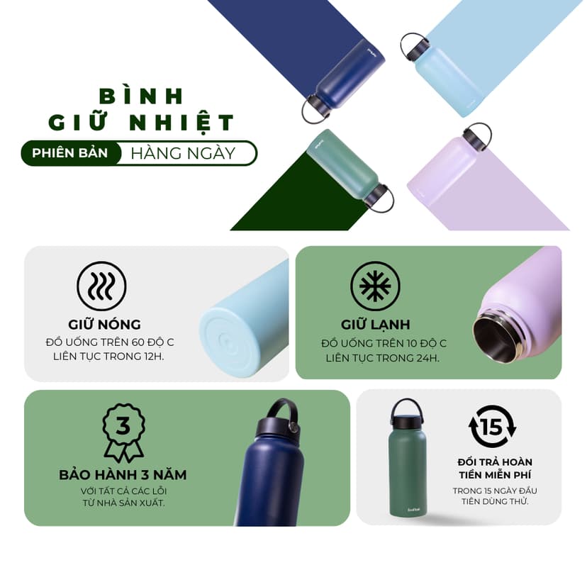 Ảnh Bình giữ nhiệt EcoFlask 1000ml/650ml hàng ngày (A04) cao cấp chính hãng, inox 304, bảo hành 3 năm 2