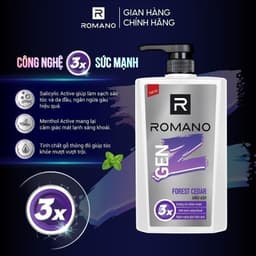 Thumbnail Dầu gội nam Romano Gen Z hương Sea Breeze/Forest Cedar 610g/chai (Tặng mùi ngẫu nhiên) 3