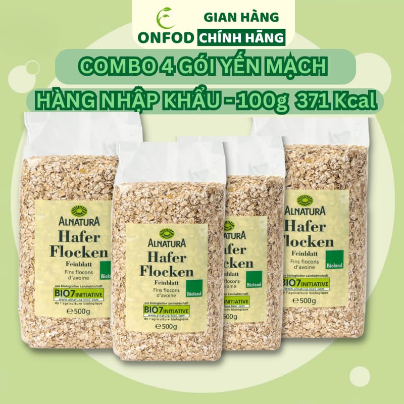 Ảnh Combo 4 gói yến mạch hữu cơ ONFODHafer Flocken cán dẹt cán vỡ ăn kiêng giảm cân cho bé ăn dặm 1