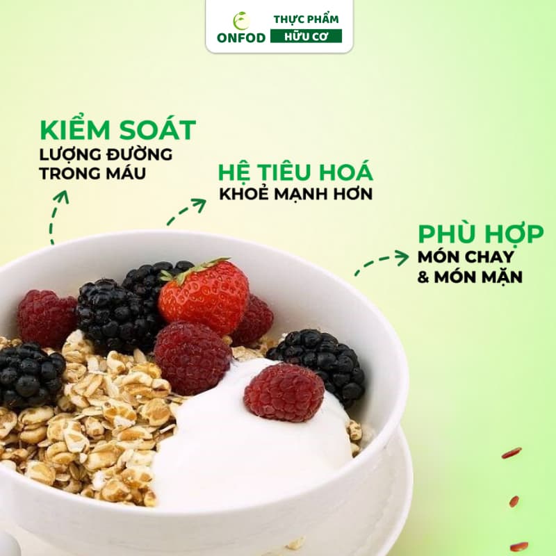 Ảnh Combo 4 gói yến mạch hữu cơ ONFODHafer Flocken cán dẹt cán vỡ ăn kiêng giảm cân cho bé ăn dặm 4
