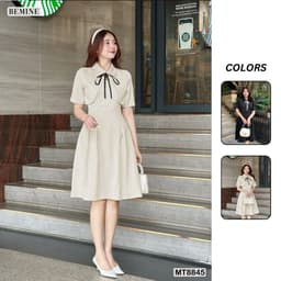 Thumbnail Đầm thiết kế giả áo khoác tay lửng tùng xoè BEMINE MT8845 1