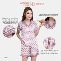 Thumbnail Bộ pijamas nữ SUNFLY chất lụa latin ht dáng áo cộc quần sooc ST9155 1