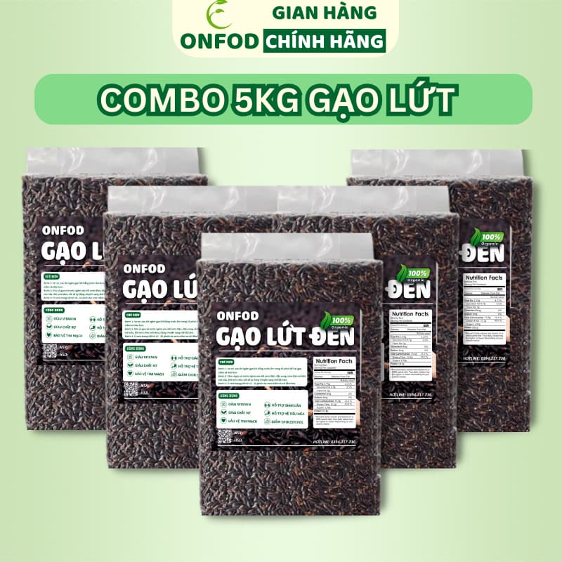 Ảnh COMBO 5KG Gạo lứt đen gạo st25 gạo séng cù gạo nhật dẻo ONFOD ăn dặm cho bé ăn kiêng giảm cân healthy 1