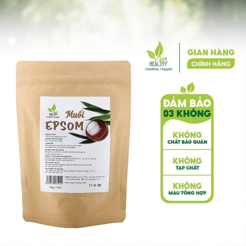 Ảnh Muối epsom nguyên chất Viet Healthy 500g 1