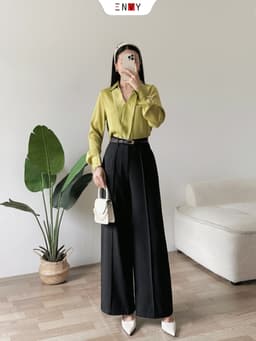 Thumbnail Quần Tây Ống Rộng BASIC Lưng Cao ENVY QK53 1