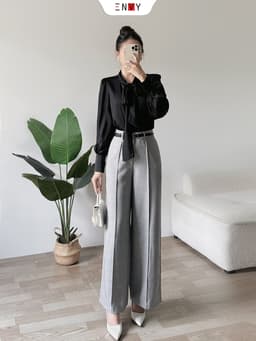 Thumbnail Quần Tây Ống Rộng BASIC Lưng Cao ENVY QK53 2