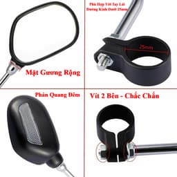 Thumbnail Gương Xe Đạp Chiếu Hậu Góc Rộng 2 Chiếc Bản To Có Phản Quang Ban Đêm Cho Xe Đạp Thể Thao Xe Đạp Điện PRO1 Hãng Amalife 4