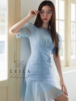 Thumbnail LEILA CLOSET | Đầm thiết kế Russy xanh tơ nhúng eo đuôi cá 2