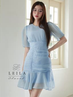 Thumbnail LEILA CLOSET | Đầm thiết kế Russy xanh tơ nhúng eo đuôi cá 3
