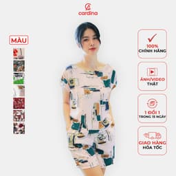 Thumbnail Đồ Bộ Nữ 𝐂𝐀𝐑𝐃𝐈𝐍𝐀 Chất Lụa Mango Cao Cấp Áo Cộc Tay Quần Đùi Họa Tiết Hoa 2MF04, 4BMN01 1