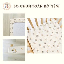 Thumbnail Ga bọc nệm cũi nhiều kích thước muslin cho bé PETIT BEBE bo chun thấm hút thoáng khí giường ghép 2