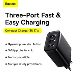 Thumbnail Củ sạc nhanh Baseus Compact 3 cổng Usb 17W EU 2
