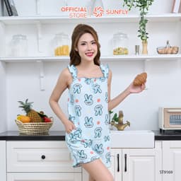 Thumbnail Đồ bộ mặc nhà nữ SUNFLY chất lanh lụa ht áo dây bèo quần sooc ST9169 4