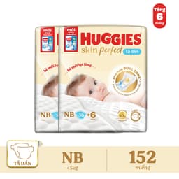 Thumbnail Combo 2 Tã/bỉm dán sơ sinh Huggies Skin PerfectNB 70+6 miếng với 2 vùng thấm giảm kích ứng da 1
