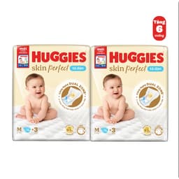 Thumbnail Combo 2 Tã/bỉm dán sơ sinh Huggies Skin Perfect M 76+3 miếng với 2 vùng thấm giảm kích ứng da 1