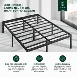 Thumbnail Giường Sắt Với Thanh Đỡ Bằng Thép -  Elias 14in metal platform bed frame 4