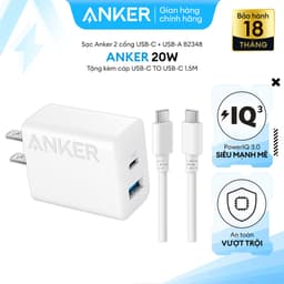 Thumbnail Bộ Sạc Anker Công Suất 20W 2 Cổng- 1 Cổng USB & 1 Cổng USB-C Kèm Cáp USB-C to USB-C 1.5M - B2348 1