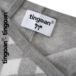 Thumbnail TINGOAN®  - Áo cardigan set len xù crop kẻ quả trám có quây xám tingoan LOVE YOU BACK CARDIGAN/GR PHIÊN BẢN MỚI t6.2024 4