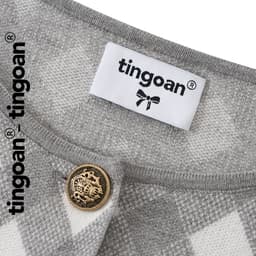 Thumbnail TINGOAN®  - Áo cardigan set len xù crop kẻ quả trám có quây xám tingoan LOVE YOU BACK CARDIGAN/GR PHIÊN BẢN MỚI t6.2024 3