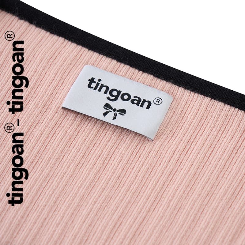 Ảnh TINGOAN® - Áo croptop len hồng cổ vuông viền đen DARA TOP/PK PHIÊN BẢN MỚI NHẤT T6.2024 1