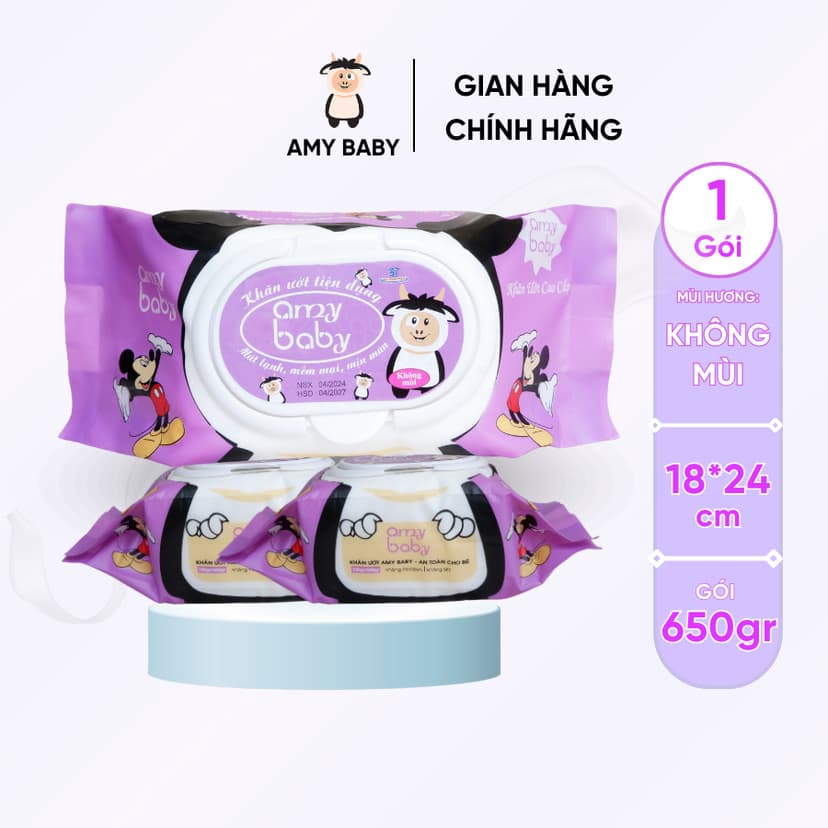 Ảnh 1 Gói Khăn Ướt 650gr Amy Baby An Toàn Cho Bé 4
