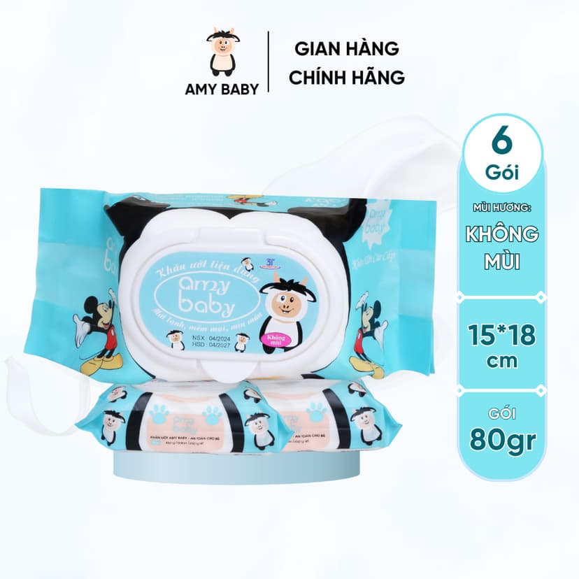 Ảnh 6 Gói Khăn Ướt 80gr Amy Baby Cho Da Nhạy Cảm 2