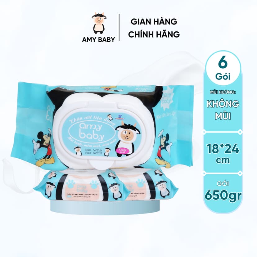 Ảnh 6 Gói Khăn Ướt 650gr Amy Baby Kháng Khuẩn 2