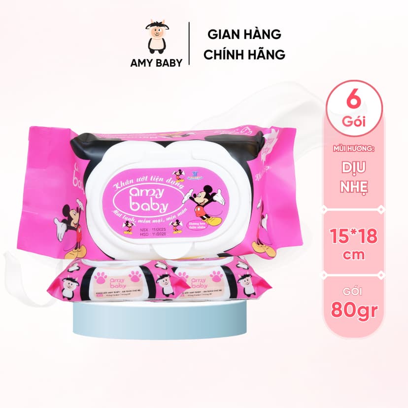 Ảnh 6 Gói Khăn Ướt 80gr Amy Baby Cho Da Nhạy Cảm 3