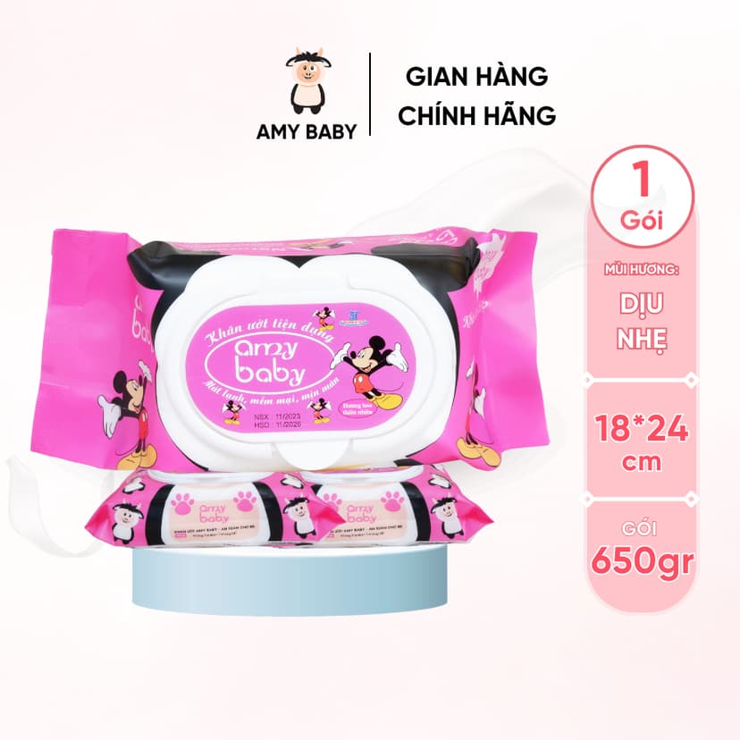 Ảnh 1 Gói Khăn Ướt 650gr Amy Baby An Toàn Cho Bé 3