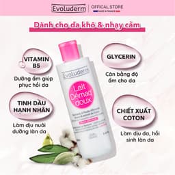 Thumbnail Sữa tẩy trang rửa mặt Evoluderm dưỡng ẩm dịu nhẹ dành cho da nhạy cảm 250ml 1