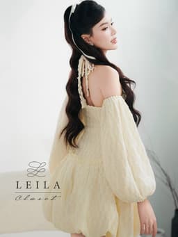 Thumbnail LEILA CLOSET | Đầm thiết kế Luna tùng bí tay rời Kem/Be 3