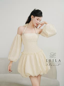 Thumbnail LEILA CLOSET | Đầm thiết kế Luna tùng bí tay rời Kem/Be 1