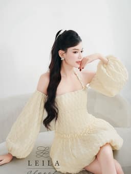 Thumbnail LEILA CLOSET | Đầm thiết kế Luna tùng bí tay rời Kem/Be 2