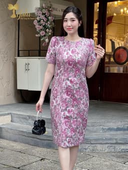 Thumbnail Đầm dự tiệc gấm taffeta hoa 3D trẻ trung sang trọng ZOL by TIFALU màu tím hồng - ZOL215PINK 1