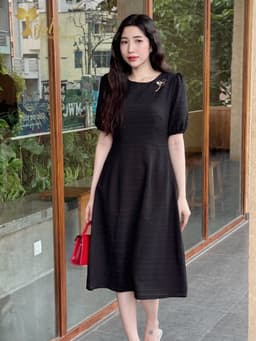 Thumbnail Váy nữ đầm công sở Zol by TIFALU dáng xòe trẻ trung chất tằm Nhật nhẹ mát - ZOL409BLK 2