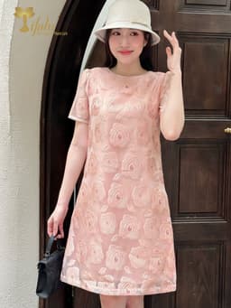 Thumbnail Đầm suông thiết kế bigsize Zol by TIFALU chất organza hoa 3D sang trọng - ZOL323ORG 1