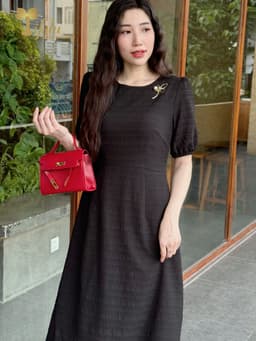 Thumbnail Váy nữ đầm công sở Zol by TIFALU dáng xòe trẻ trung chất tằm Nhật nhẹ mát - ZOL409BLK 3