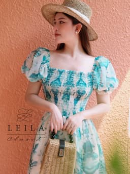 Thumbnail LEILA CLOSET | Đầm maxi thiết kế Juny đuôi cá Xanh/Hồng 1