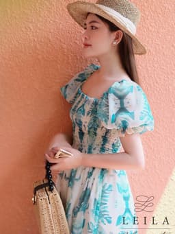 Thumbnail LEILA CLOSET | Đầm maxi thiết kế Juny đuôi cá Xanh/Hồng 2