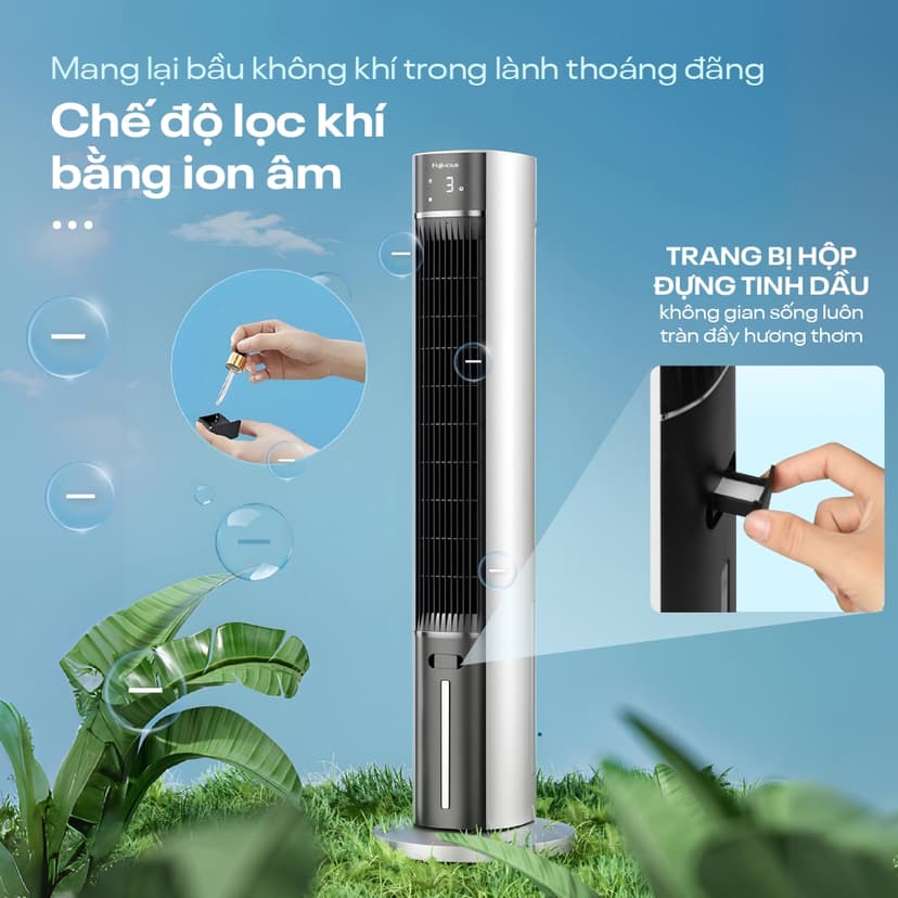 Ảnh Quạt tháp hơi nước nhập khẩu FUJIHOME AC-18LE Điều khiển từ xa, 3 cấp độ gió, lọc không khí ionizer 3