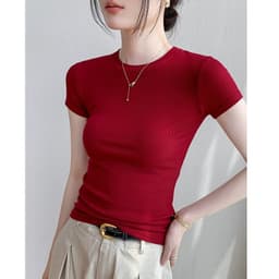 Thumbnail Áo thun nữ dáng ôm body chất vải Thun gân (thun tăm lạnh) co giãn 4 chiều - PH403310 1
