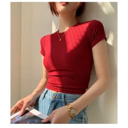 Thumbnail Áo thun nữ dáng ôm body chất vải Thun gân (thun tăm lạnh) co giãn 4 chiều - PH403310 4