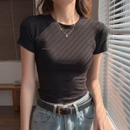Thumbnail Áo thun nữ dáng ôm body chất vải Thun gân (thun tăm lạnh) co giãn 4 chiều - PH403310 2